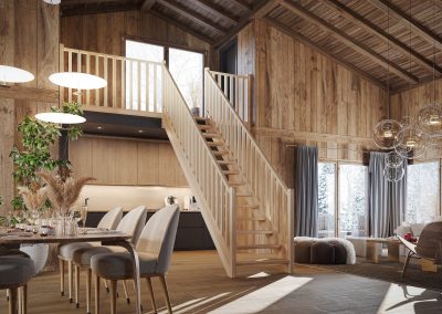 escalier bois moderne chalet frêne olivier