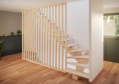 escalier moderne claustra bois toute hauteur escao