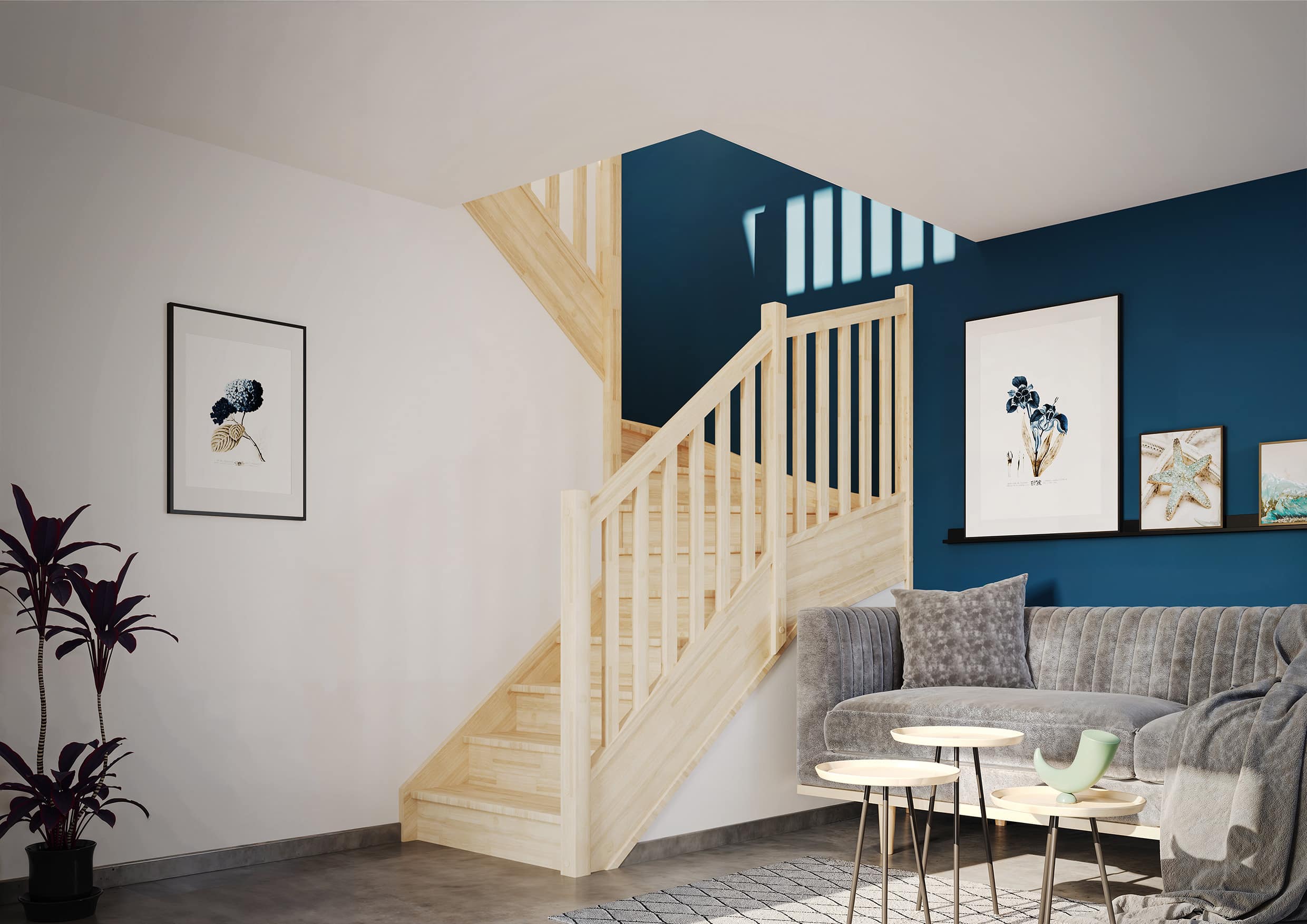 escalier en u standard escao bois hévéa balustre bois